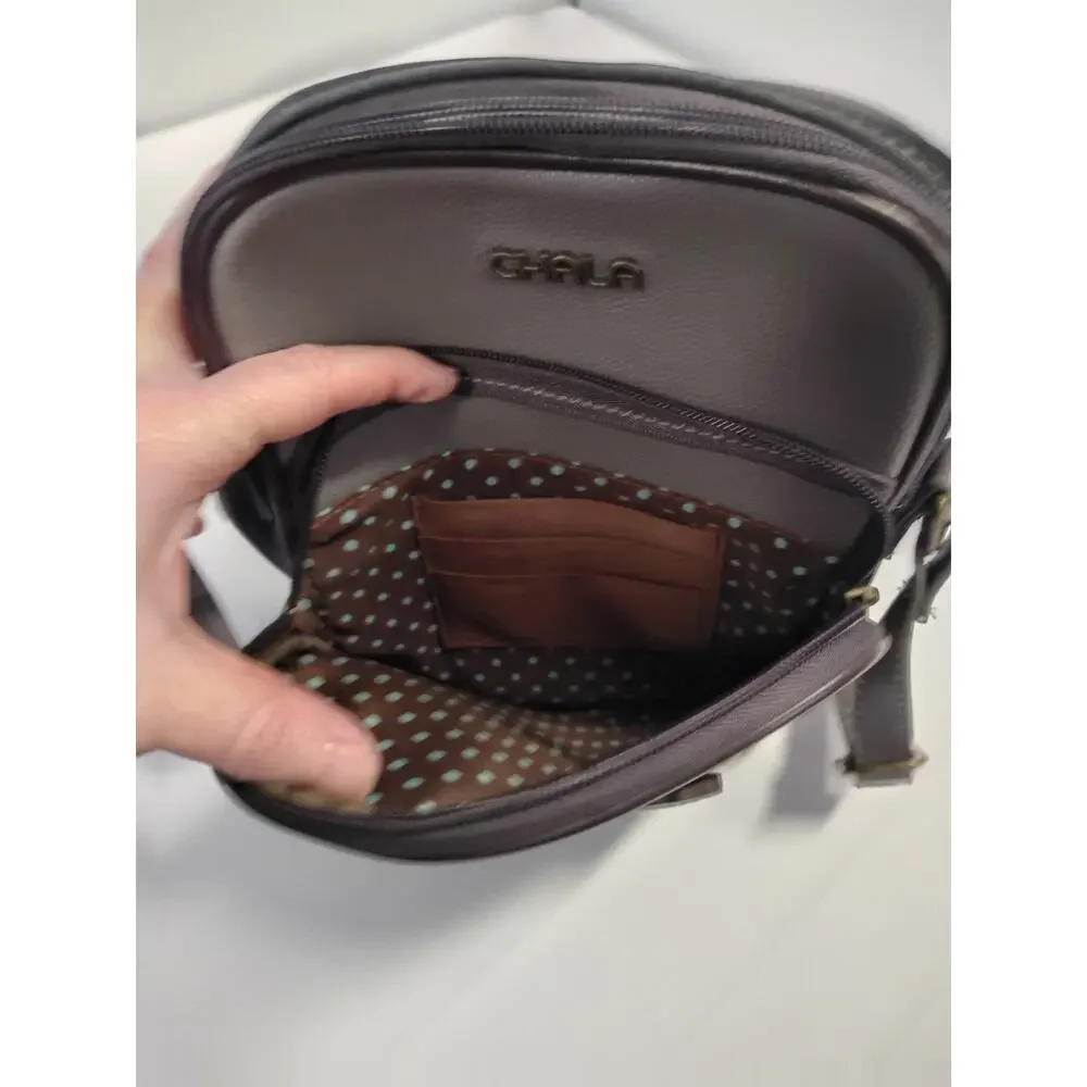 Chala Starburst Dazzled Organizer Crossbody Bag Boho Style Gray Taupe Brown
